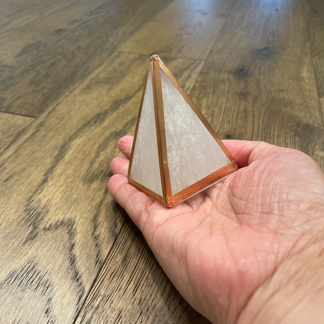 Copper-Infused Selenite Pyramid