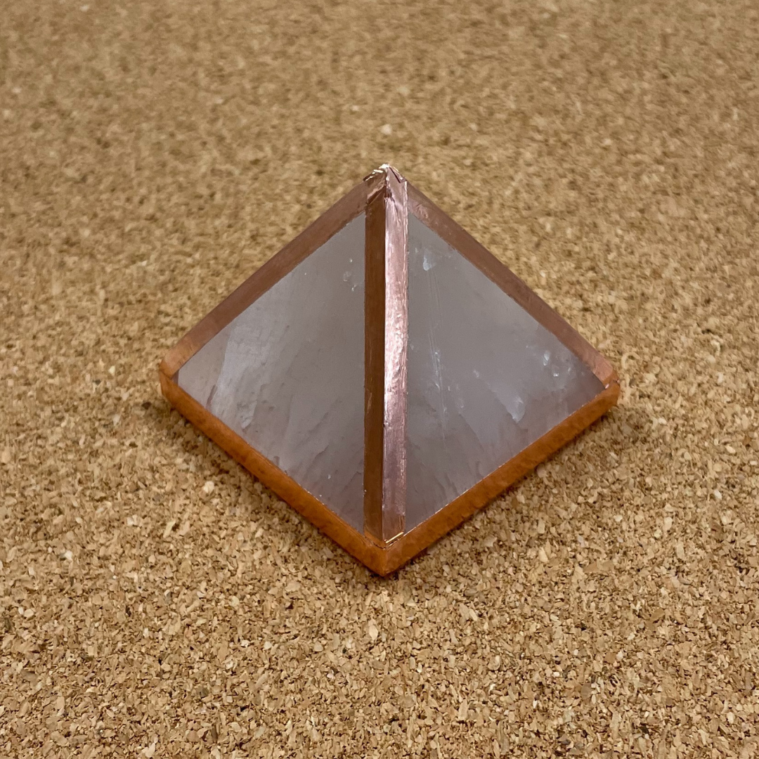 Copper-Infused Selenite Pyramid - Small