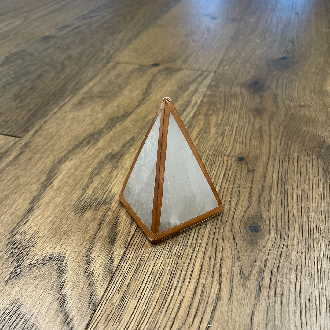 Copper-Infused Selenite Pyramid