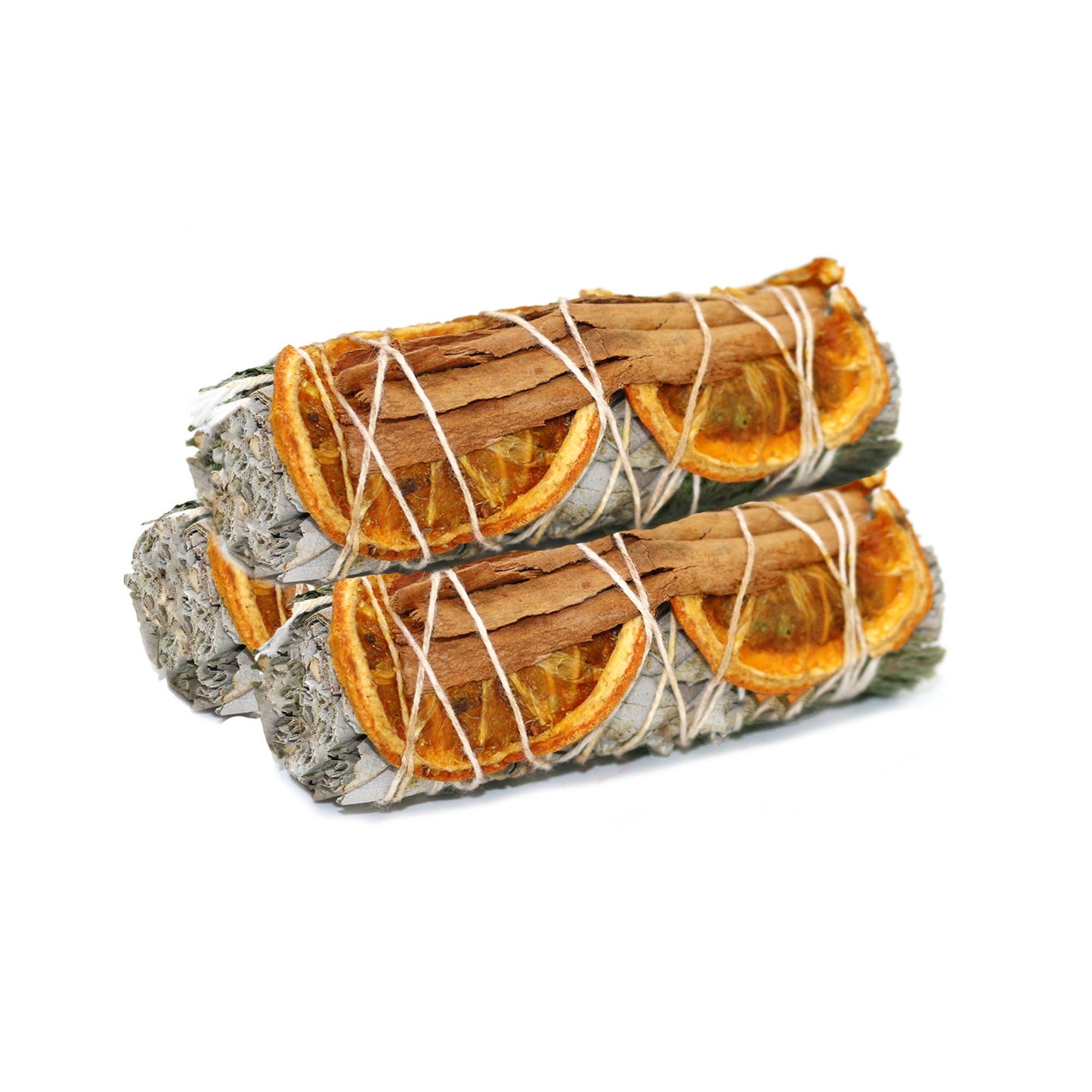 White Sage with Cinnamon & Orange Smudge Stick – Cleansing, Warmth & Abundance Bundle