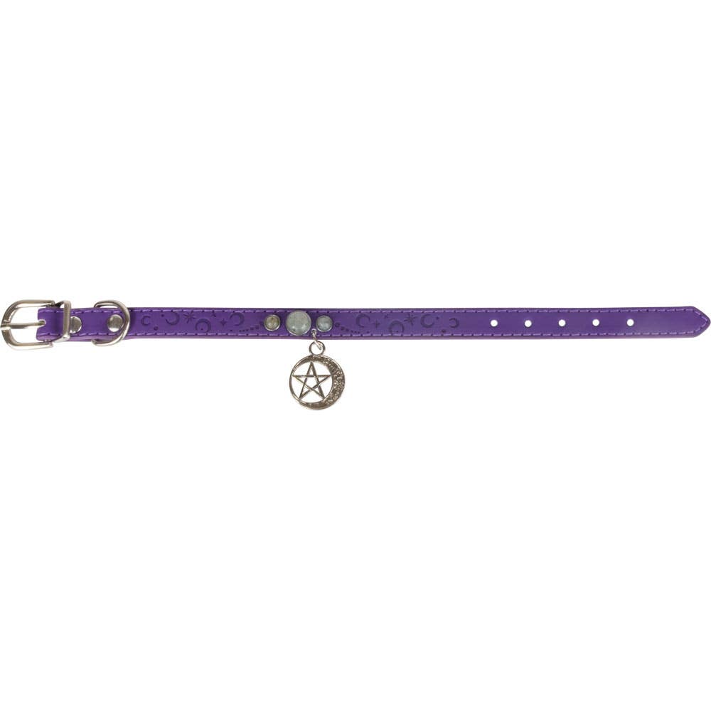 Purple Vegan Leather Triple Moon Cat & Small Dog Collar - Small