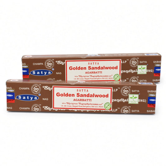 Satya Golden Sandalwood Incense Sticks – 15g Hand-Rolled Masala Incense