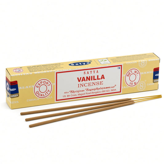 Satya Vanilla Incense Sticks – 15g Hand-Rolled Masala Incense